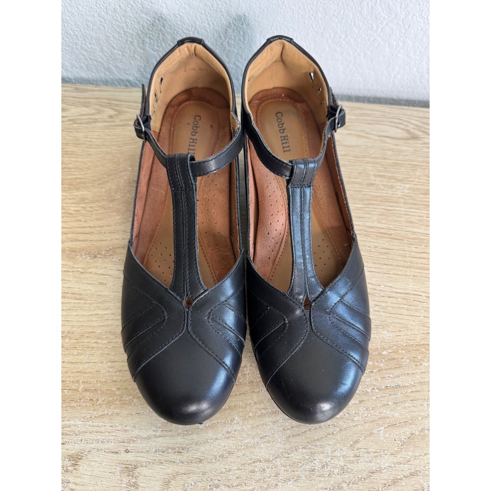 Cobb Hill Black Leather Angelina Leather T-Strap Mary Jane Pumps Womens Size 10 - Picture 4 of 12